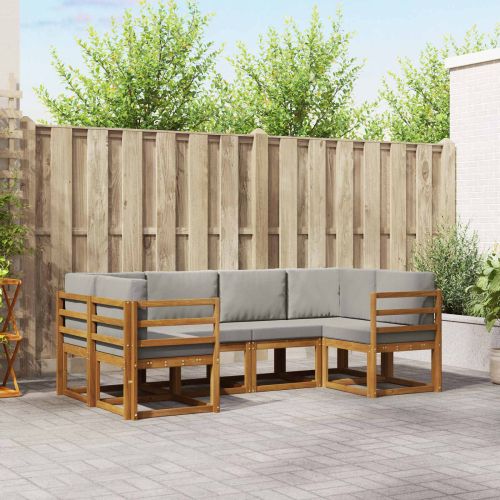 Комплект дивани за открито 6 pcs Естествено и светло сиво