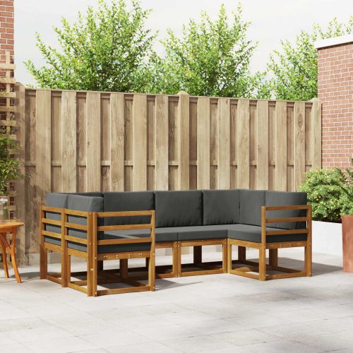 Комплект дивани за открито 6 pcs Натурален и Антрацит