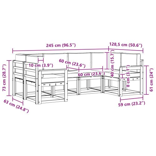 Комплект дивани за открито 6 pcs Натурален и Антрацит