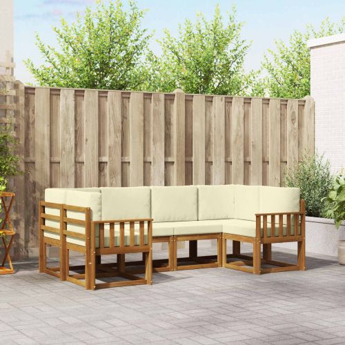 Комплект дивани с възглавница 6 pcs Натурален и Крема