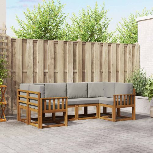 Комплект дивани с възглавница 6 pcs Естествено и светло сиво