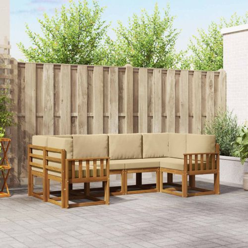 Комплект дивани с възглавница 6 pcs Натурален и Бежов