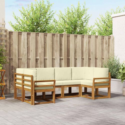 Комплект дивани с възглавница 6 pcs Натурален и Крема