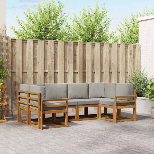 Комплект дивани с възглавница 6 pcs Естествено и светло сиво