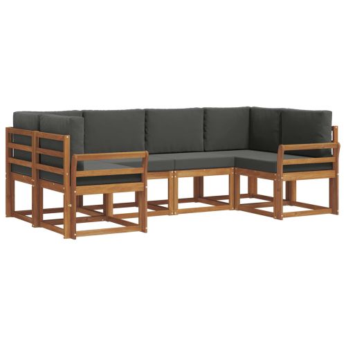 Комплект дивани с възглавница 6 pcs Натурален и Антрацит