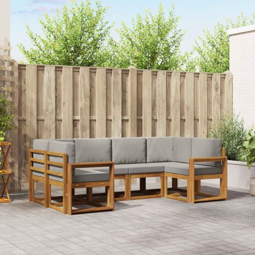 Комплект дивани с възглавница 6 pcs Естествено и светло сиво