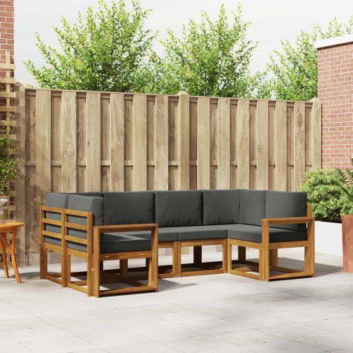 Комплект дивани с възглавница 6 pcs Натурален и Антрацит