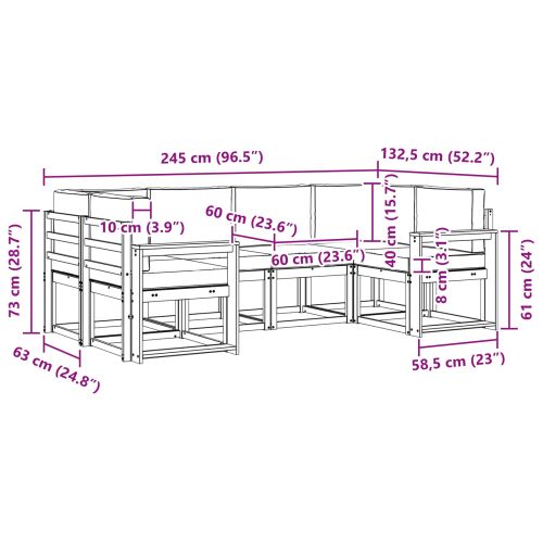 Комплект дивани с възглавница 6 pcs Натурален и Антрацит