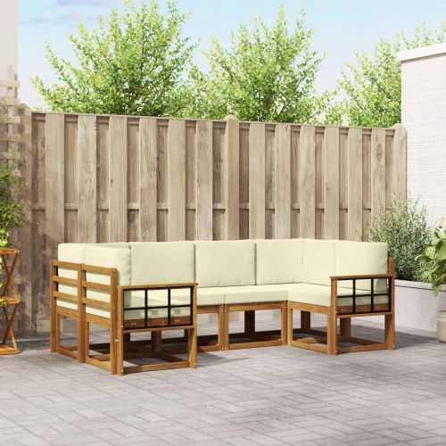 Комплект дивани с възглавница 6 pcs Натурален и Крема