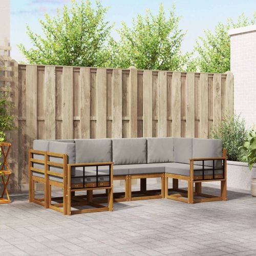 Комплект дивани с възглавница 6 pcs Естествено и светло сиво