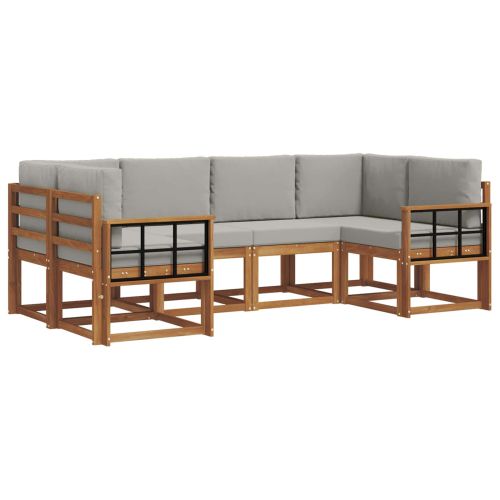 Комплект дивани с възглавница 6 pcs Естествено и светло сиво