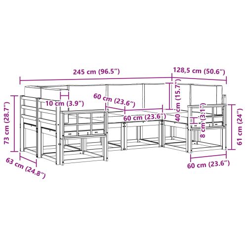 Комплект дивани за открито 6 pcs Натурален и Антрацит
