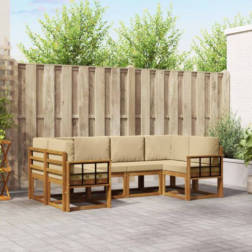 Комплект дивани с възглавница 6 pcs Натурален и Бежов