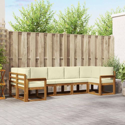 Комплект дивани с възглавница 7 pcs Натурален и Крема