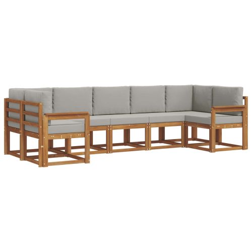 Комплект дивани с възглавница 7 pcs Естествено и светло сиво