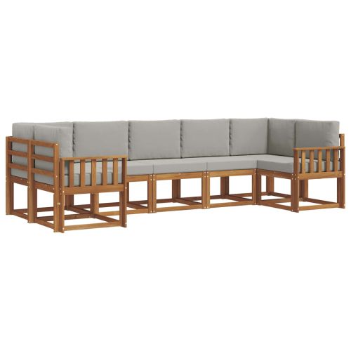 Комплект дивани с възглавница 7 pcs Естествено и светло сиво