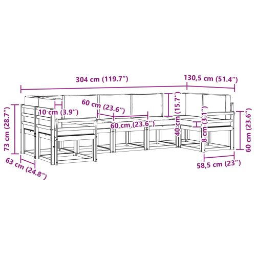 Комплект дивани с възглавница 7 pcs Естествено и светло сиво