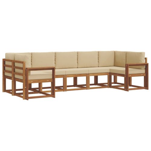 Комплект дивани с възглавница 7 pcs Натурален и Бежов