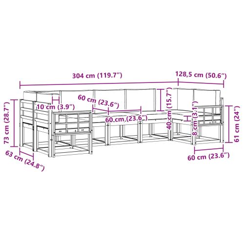 Комплект дивани с възглавница 7 pcs Натурален и Крема