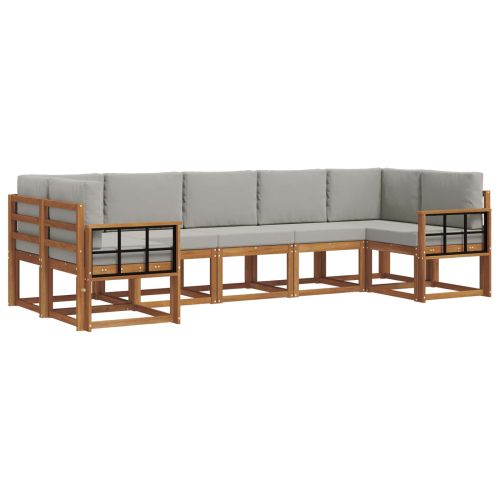 Комплект дивани с възглавница 7 pcs Естествено и светло сиво