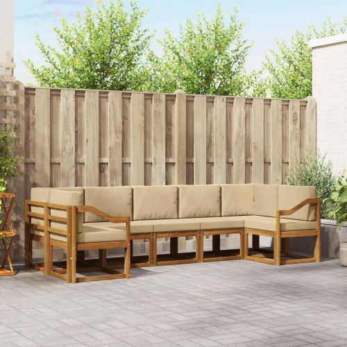 Комплект дивани с възглавница 7 pcs Натурален и Бежов