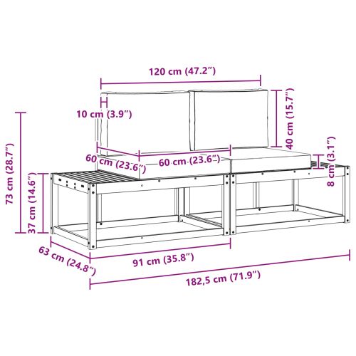 Комплект дивани с възглавница 2 pcs Естествен