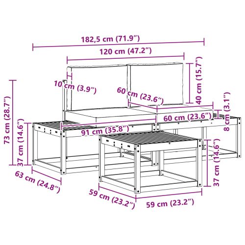 Комплект дивани с възглавница 3 pcs Естествен