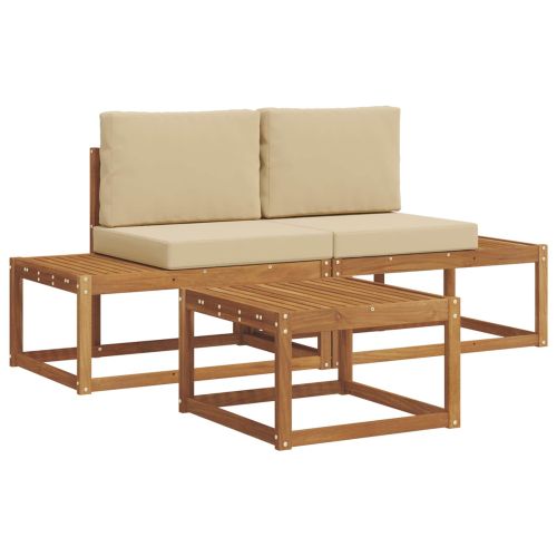 Комплект дивани с възглавница 3 pcs Естествен