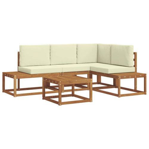 Комплект дивани за открито 5 Брой Натурален и Крема