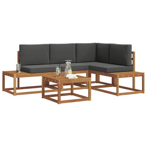 Комплект дивани с възглавница 5 Брой Натурален и Антрацит