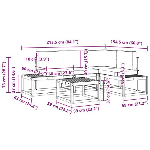 Комплект дивани с възглавница 5 Брой Натурален и Антрацит