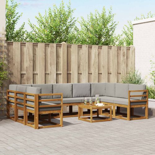 Комплект дивани с възглавница 10 pcs Естествено и светло сиво