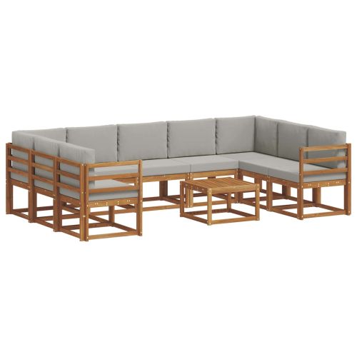 Комплект дивани с възглавница 10 pcs Естествено и светло сиво