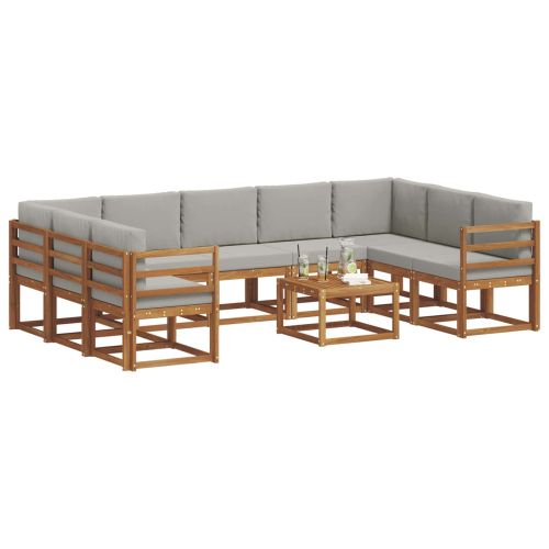 Комплект дивани с възглавница 10 pcs Естествено и светло сиво