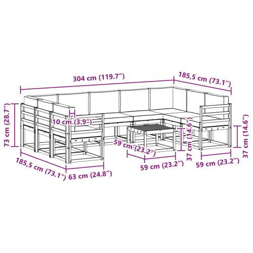 Комплект дивани с възглавница 10 pcs Натурален и Бежов