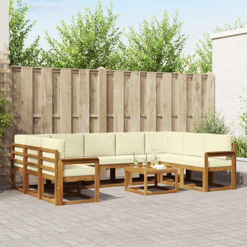 Комплект дивани с възглавница 10 pcs Натурален и Крема