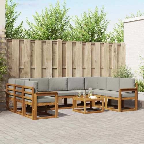 Комплект дивани с възглавница 10 pcs Естествено и светло сиво