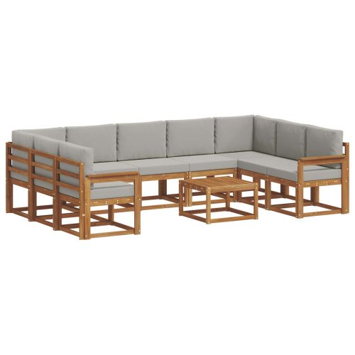 Комплект дивани с възглавница 10 pcs Естествено и светло сиво