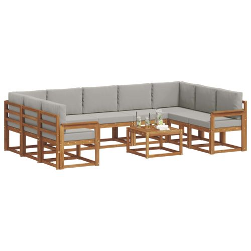 Комплект дивани с възглавница 10 pcs Естествено и светло сиво