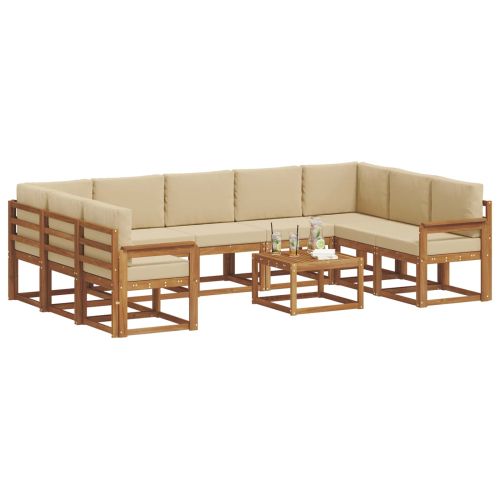 Комплект дивани с възглавница 10 pcs Натурален и Бежов