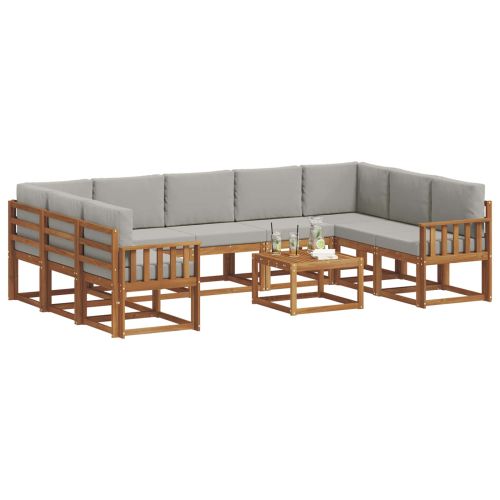 Комплект дивани с възглавница 10 pcs Естествено и светло сиво