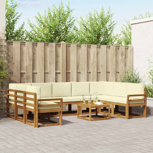 Комплект дивани с възглавница 10 pcs Натурален и Крема