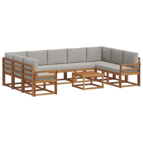 Комплект дивани с възглавница 10 pcs Естествено и светло сиво