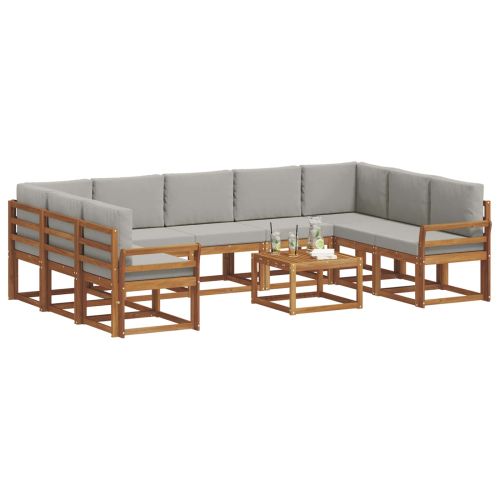 Комплект дивани с възглавница 10 pcs Естествено и светло сиво