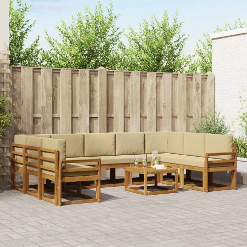 Комплект дивани с възглавница 10 pcs Натурален и Бежов