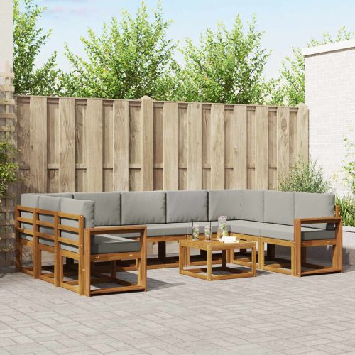 Комплект дивани с възглавница 10 pcs Естествено и светло сиво