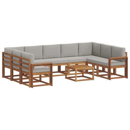 Комплект дивани с възглавница 10 pcs Естествено и светло сиво