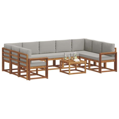 Комплект дивани с възглавница 10 pcs Естествено и светло сиво