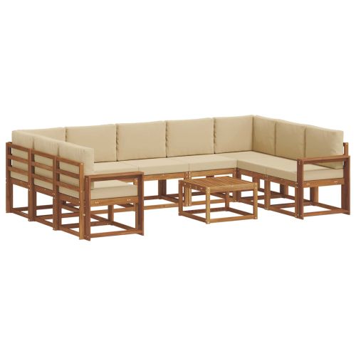 Комплект дивани за открито 10 pcs Натурален и Бежов