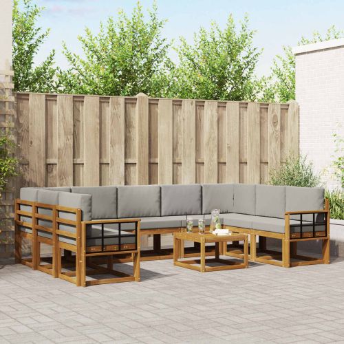 Комплект дивани с възглавница 10 pcs Естествено и светло сиво